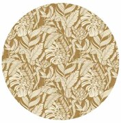 Rond tafelzeil vintage leafs sand (140cm)