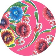 Rond Mexicaans tafelzeil floral fuchsia (120cm)