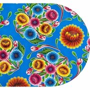 Ovaal Mexicaans tafelzeil floral donkerblauw