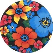 Rond Mexicaans tafelzeil Rain of flowers zwart (120cm)