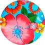 Rond Mexicaans tafelzeil Rain of flowers blauw (120cm)