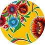 Rond Mexicaans tafelzeil floral geel (120cm)