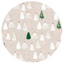 Rond wasbaar gecoat kerst tafelzeil kerstbomen beige groen  (140 cm)