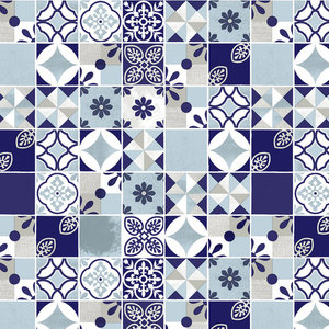 Ovaal tafelzeil Portugese tegels blauw Hiptafelzeil